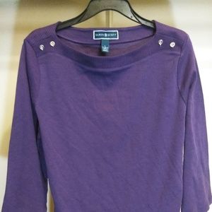 Karen Scott Women's Rib Boat neck Top